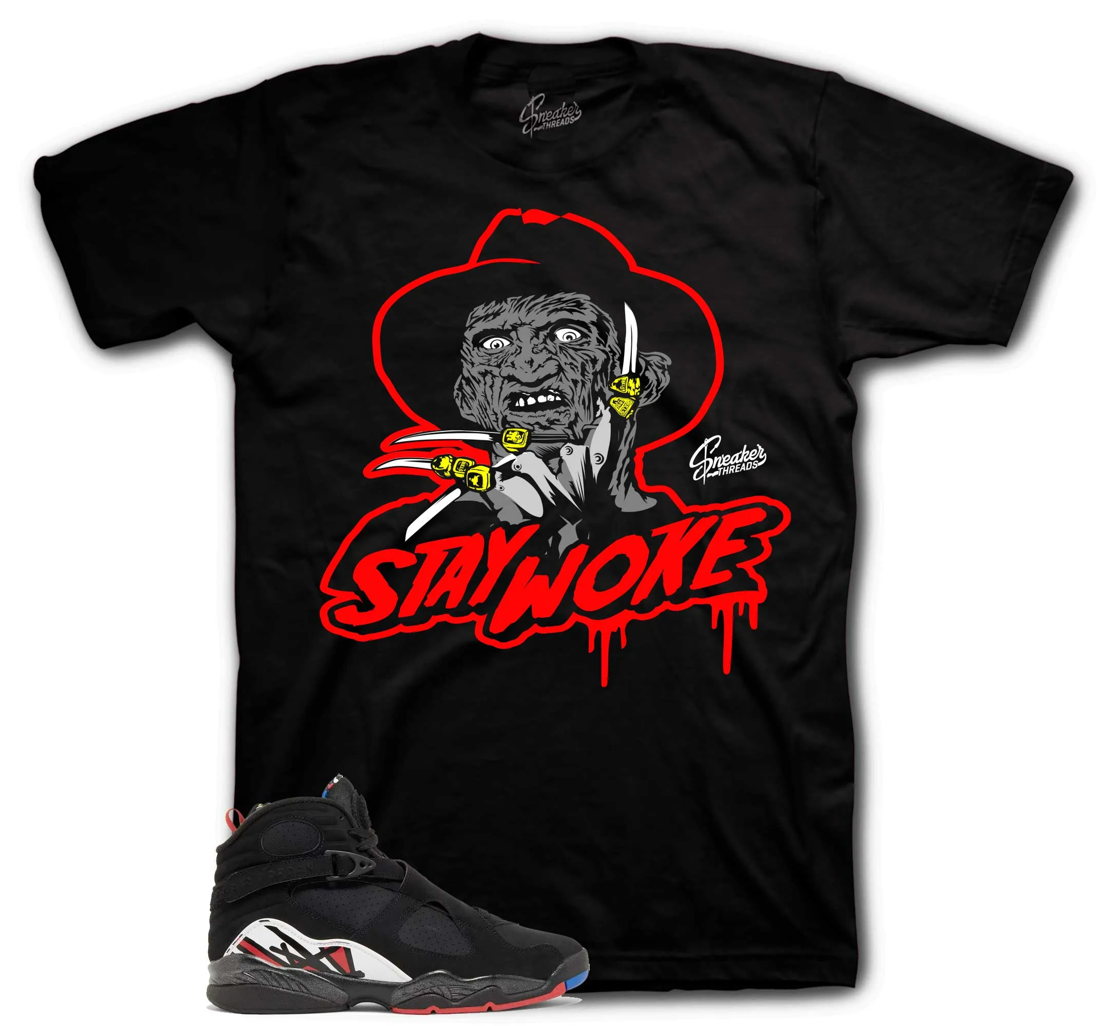 Retro 8 Playoffs Shirt - Stay Woke - Black