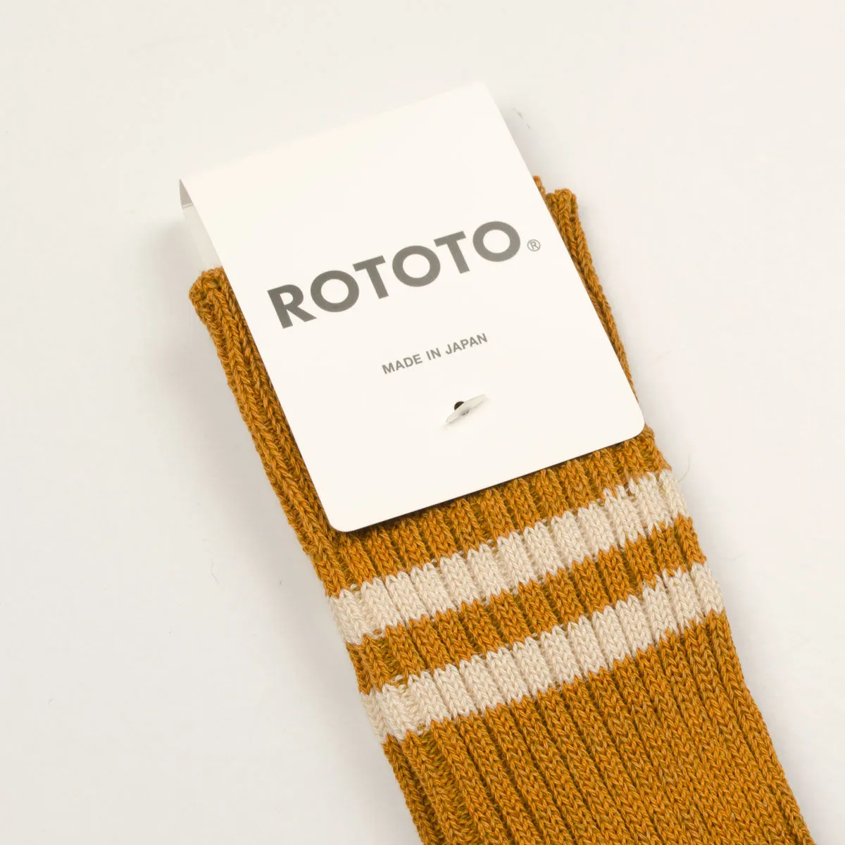 RoToTo - Hemp Organic Cotton Stripe Socks - Sunset Gold / White Sand