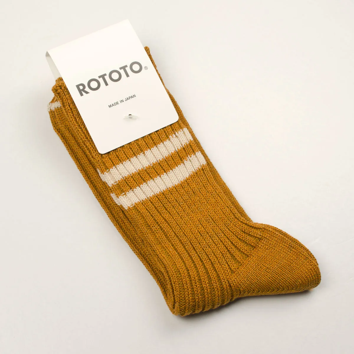 RoToTo - Hemp Organic Cotton Stripe Socks - Sunset Gold / White Sand