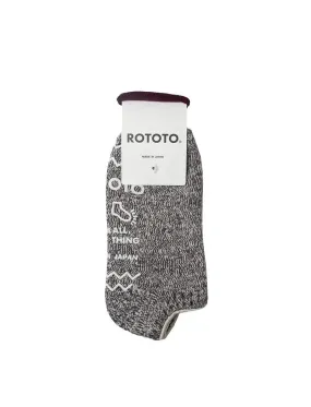 Rototo Recycled Cotton Pile Slipper Socks Ivory / Charcoal