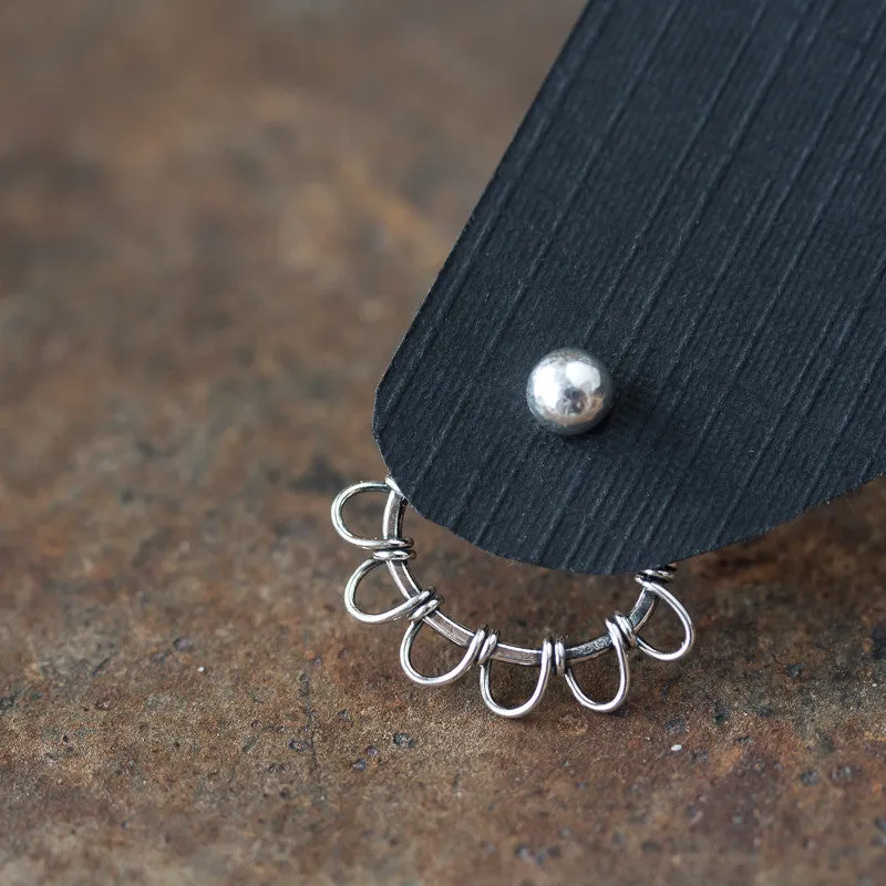 Silver Wire Wrapped Ear Jacket Earrings, Tiny Petals