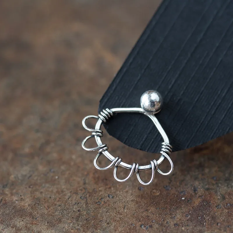 Silver Wire Wrapped Ear Jacket Earrings, Tiny Petals