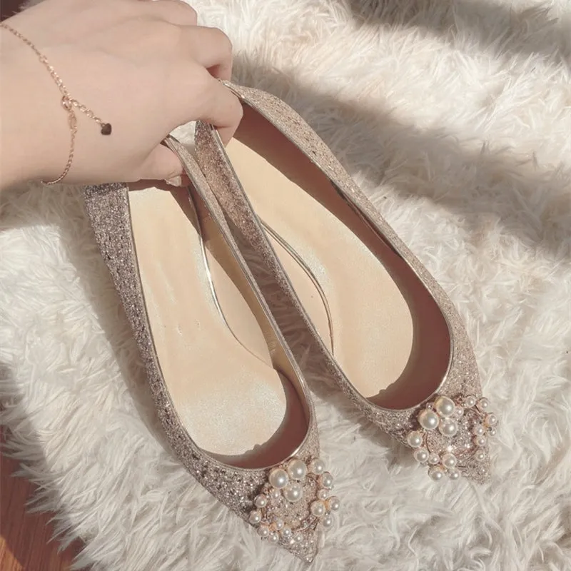 The Ixorie Wedding Champagne Bridal Flats