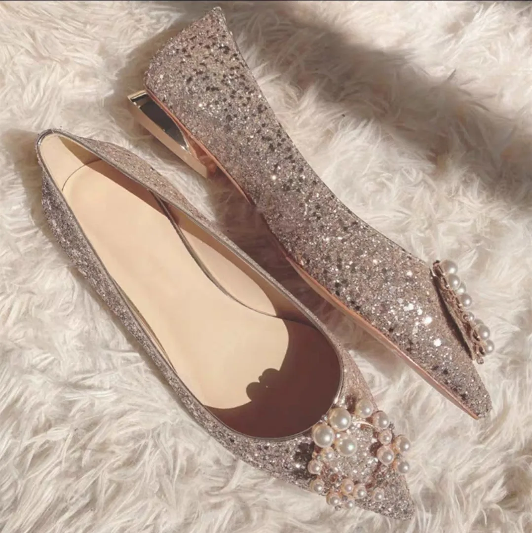 The Ixorie Wedding Champagne Bridal Flats