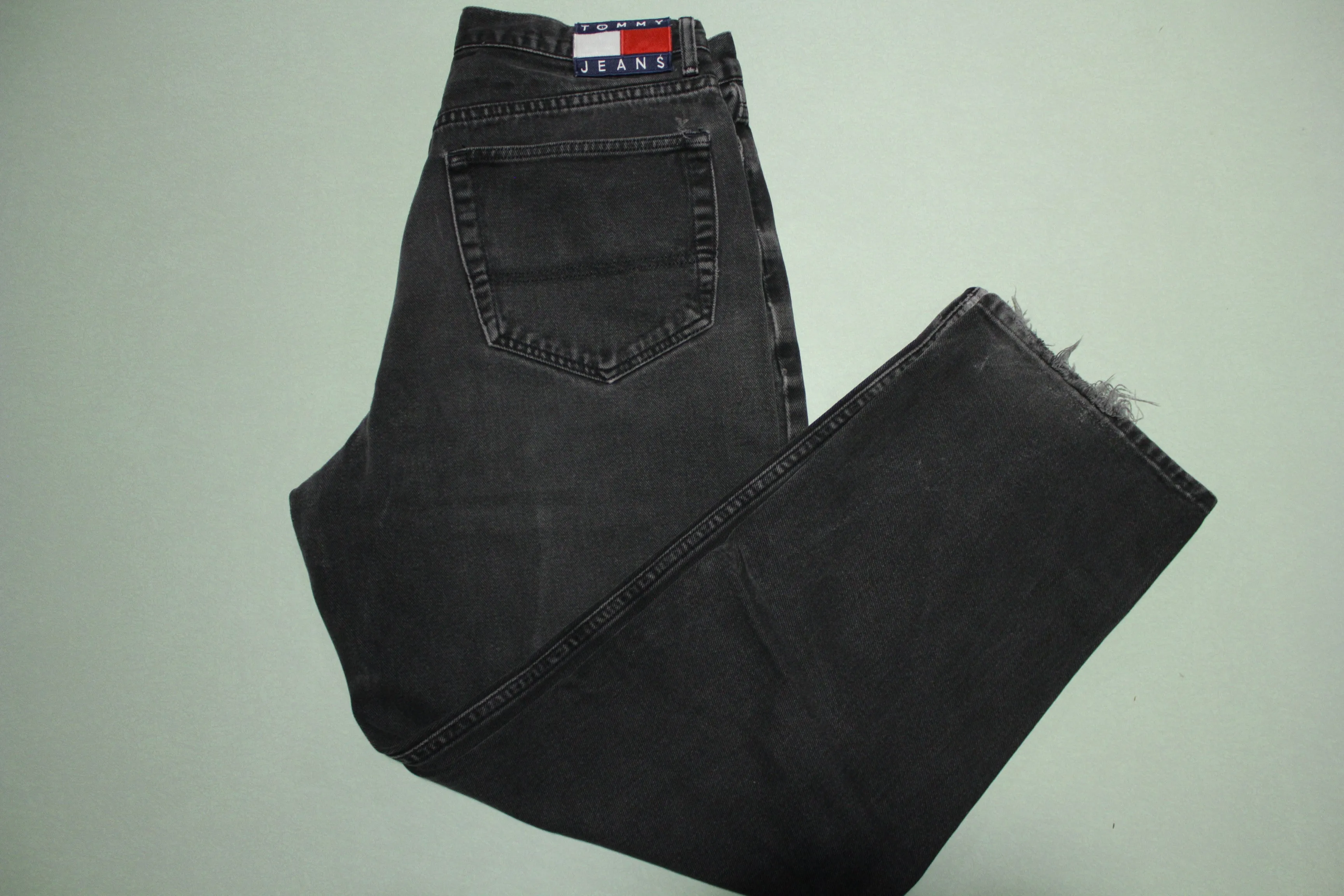 Tommy Hilfiger Vintage 90's Distressed Grunge Street Punk Black Denim Jeans