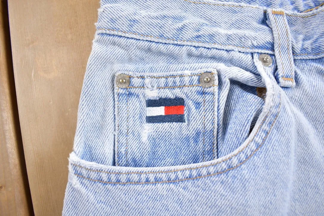 Vintage 1990&#39;s Tommy Hilfiger Jeans 28 x 31 / American Vintage / Streetwear Fashion / Vintage Pants / Flag / Big Logo