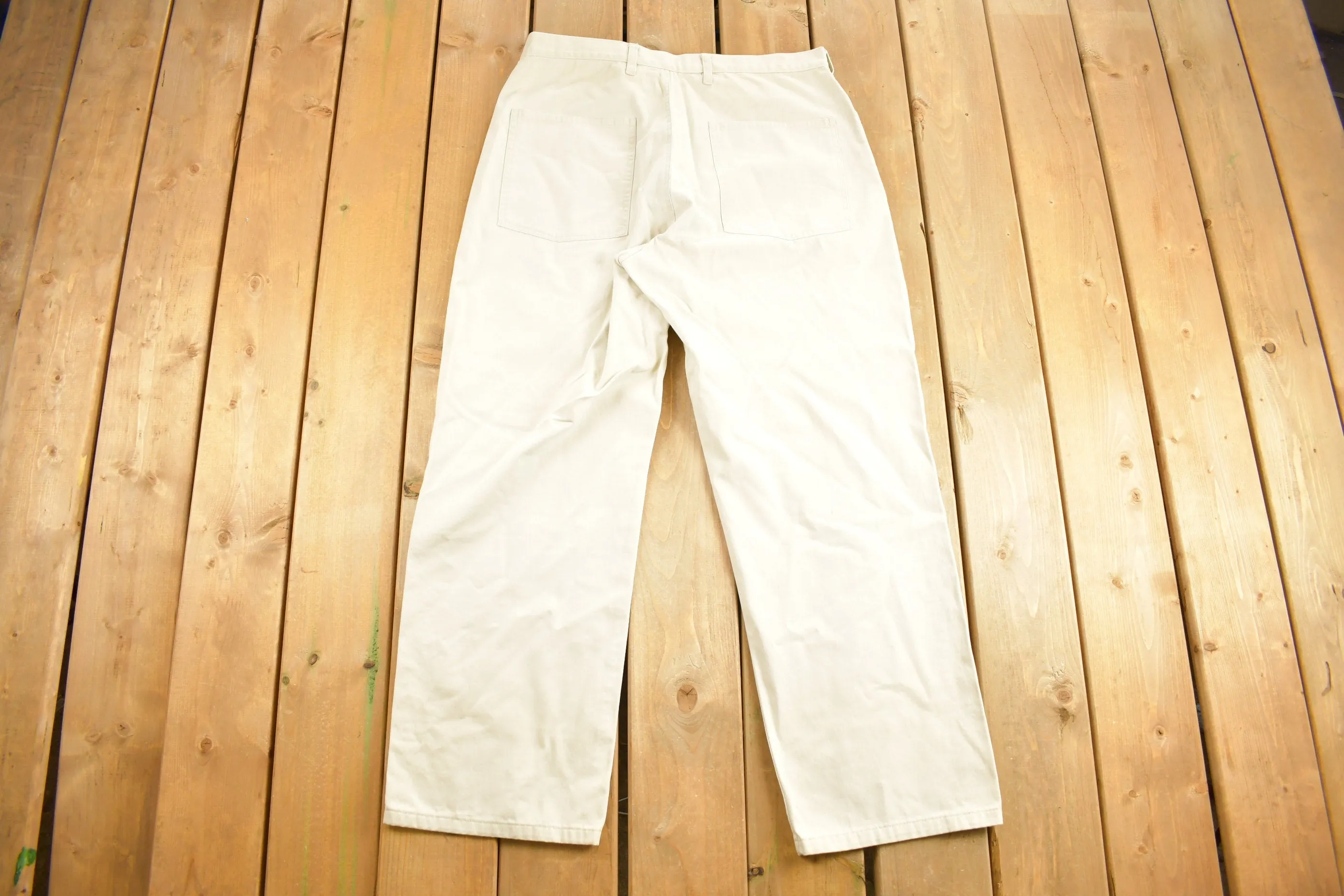 Vintage 1990s Polo by Ralph Lauren Beige Trousers Size 38 x 31 / Made in Canada / 90s Style Pants / Streetwear Fashion / Bottoms