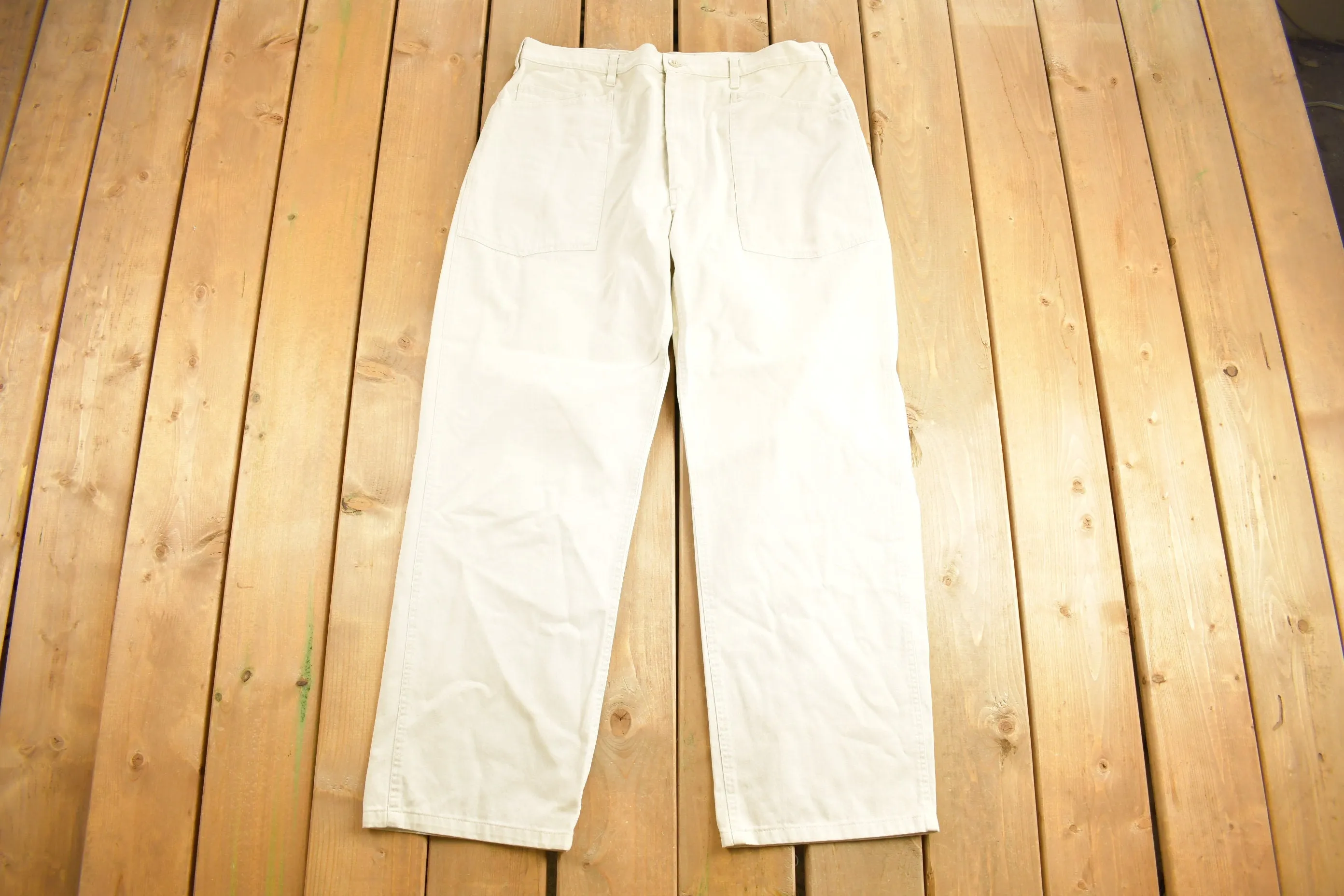 Vintage 1990s Polo by Ralph Lauren Beige Trousers Size 38 x 31 / Made in Canada / 90s Style Pants / Streetwear Fashion / Bottoms