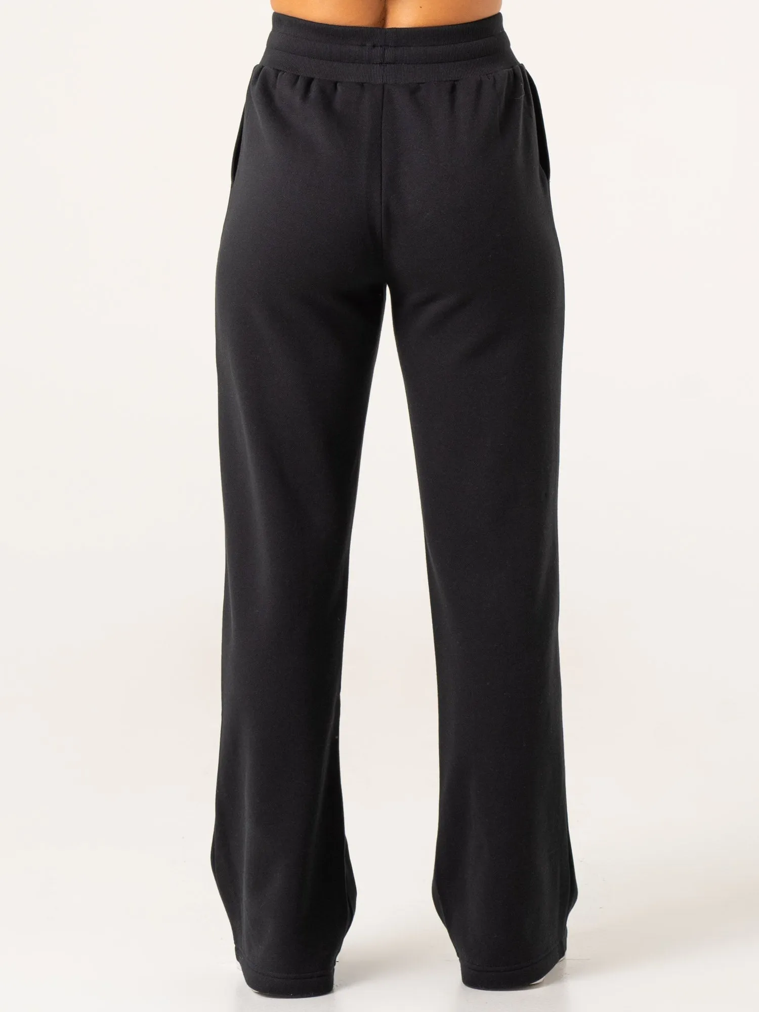 Wide Leg Track Pants - Black