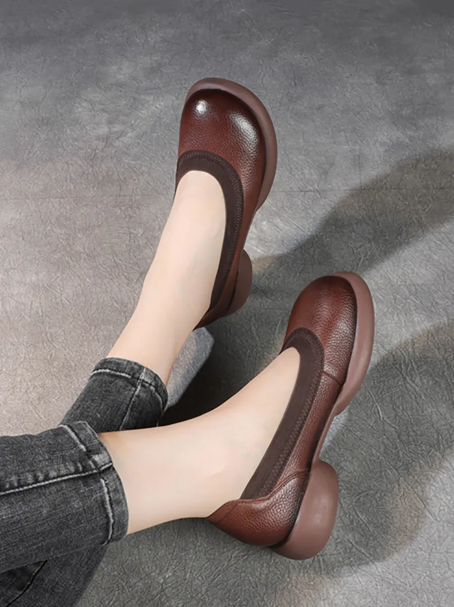 Women Casual Summer Genuine Leather Low Heel Shoes