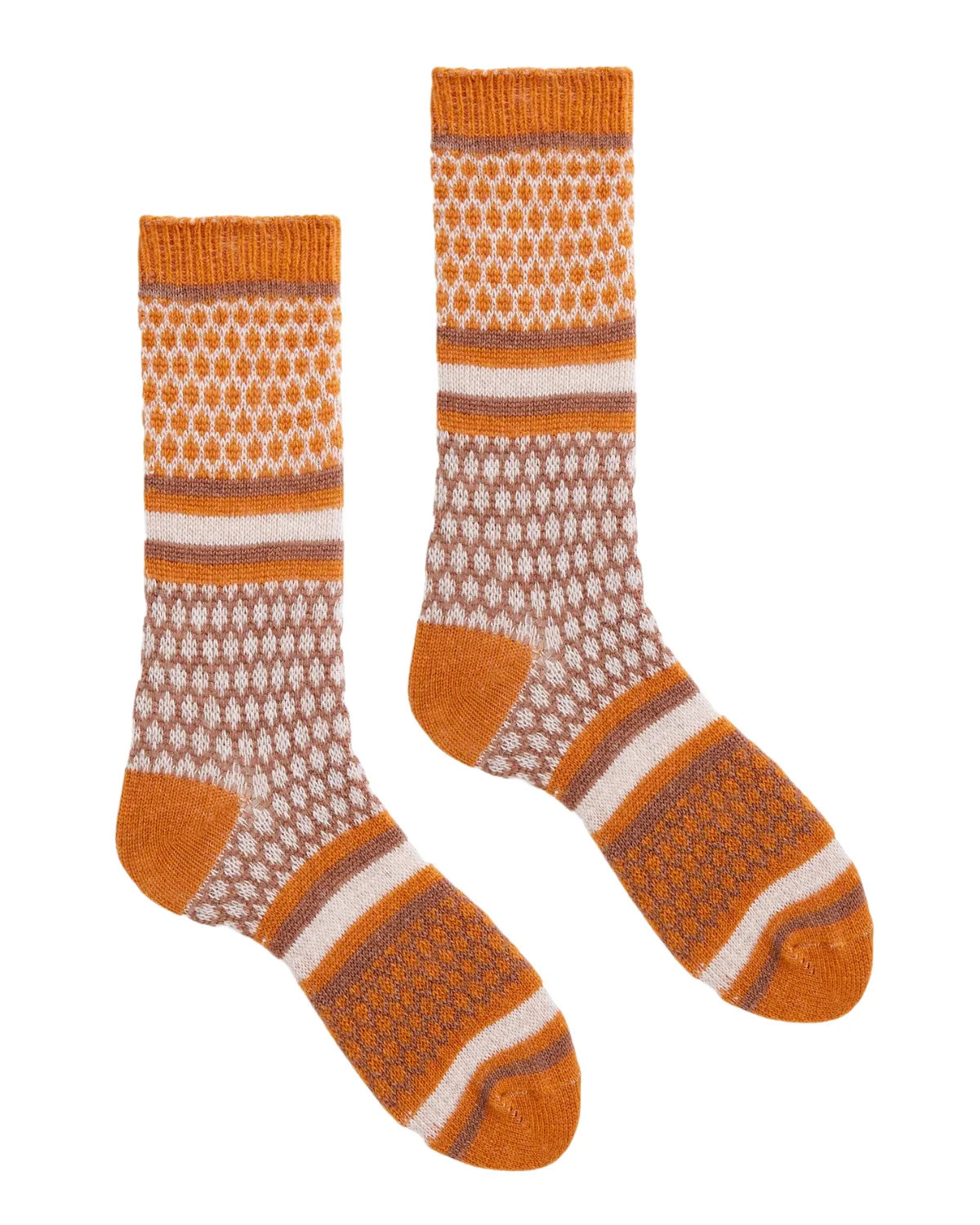 Women's Honeycomb Wool Cashmere Crew Socks (Squash)