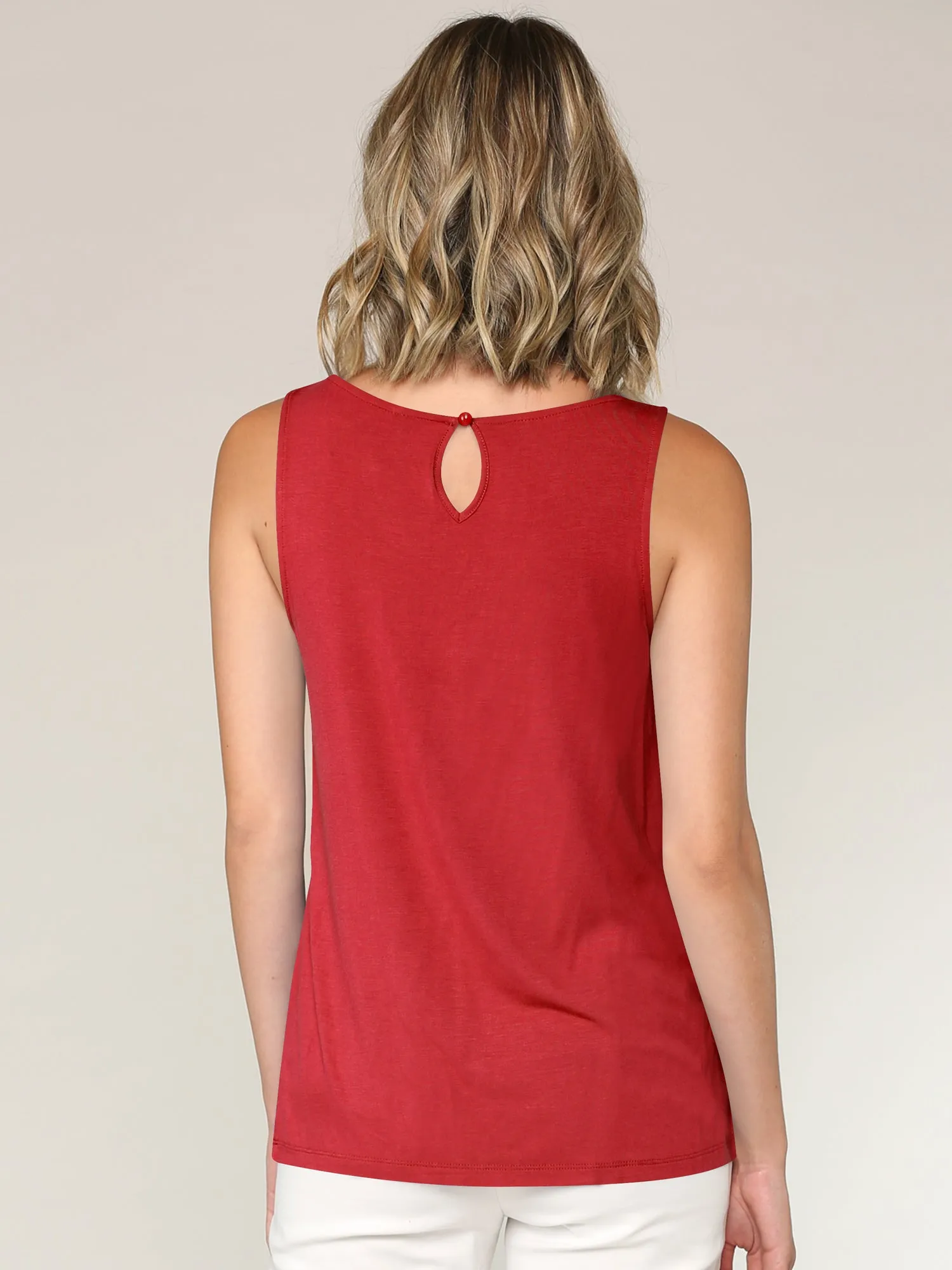 Women's Pleated Front Scoop Neck Shell Tank