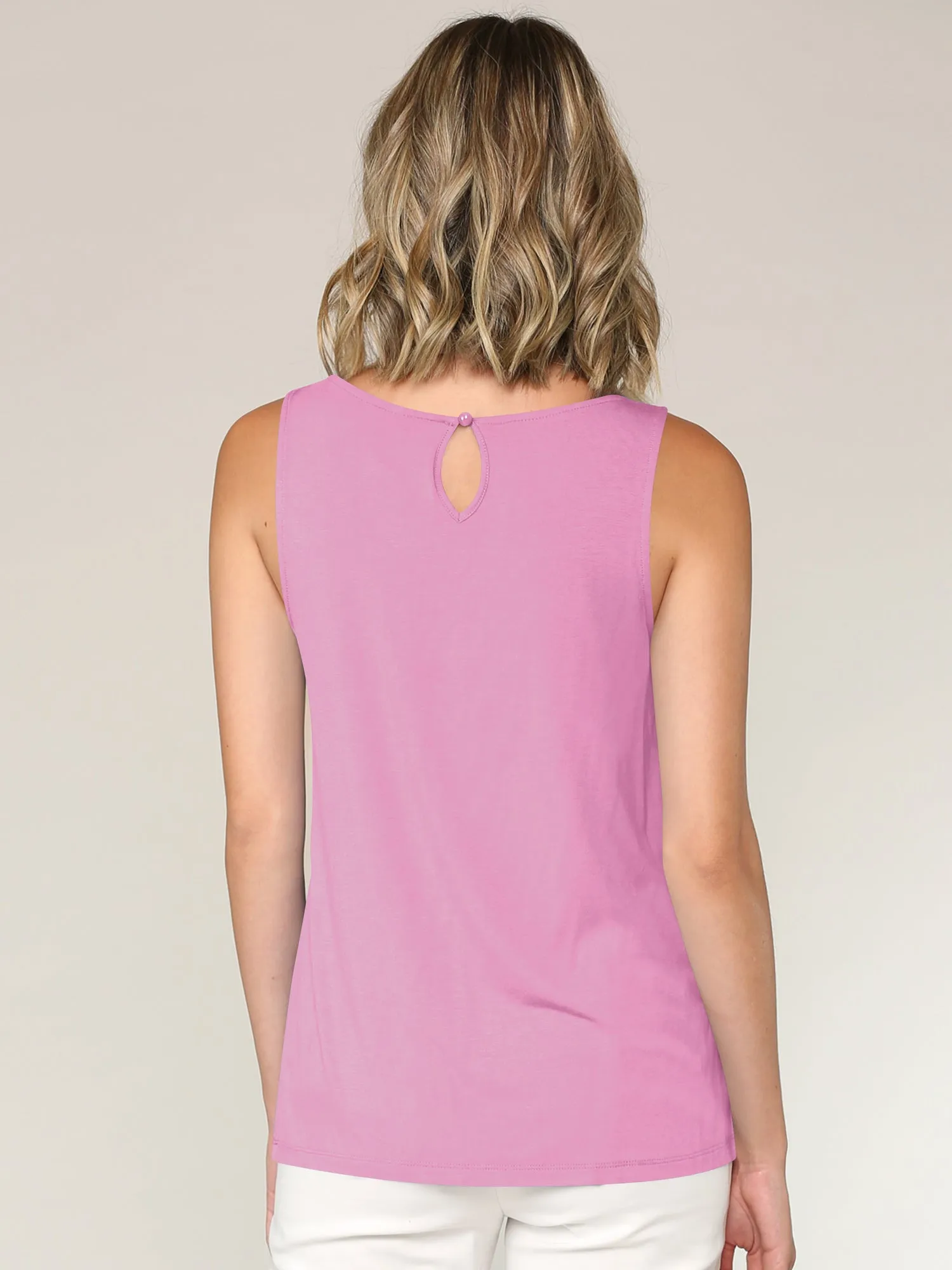 Women's Pleated Front Scoop Neck Shell Tank