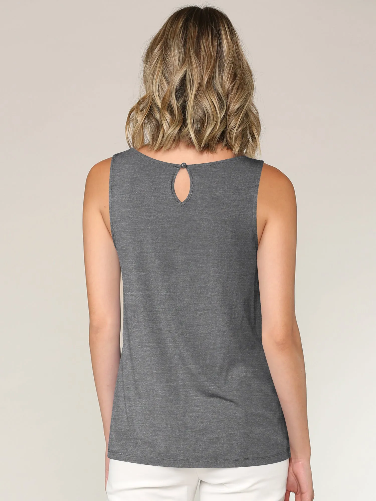 Women's Pleated Front Scoop Neck Shell Tank