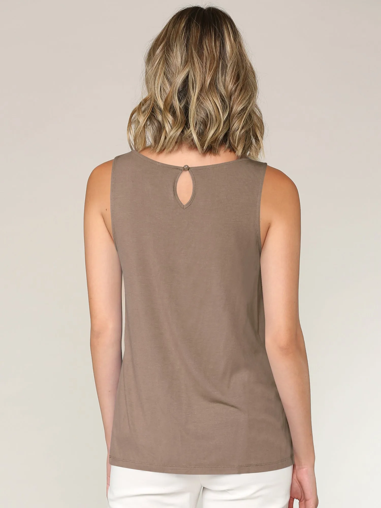 Women's Pleated Front Scoop Neck Shell Tank