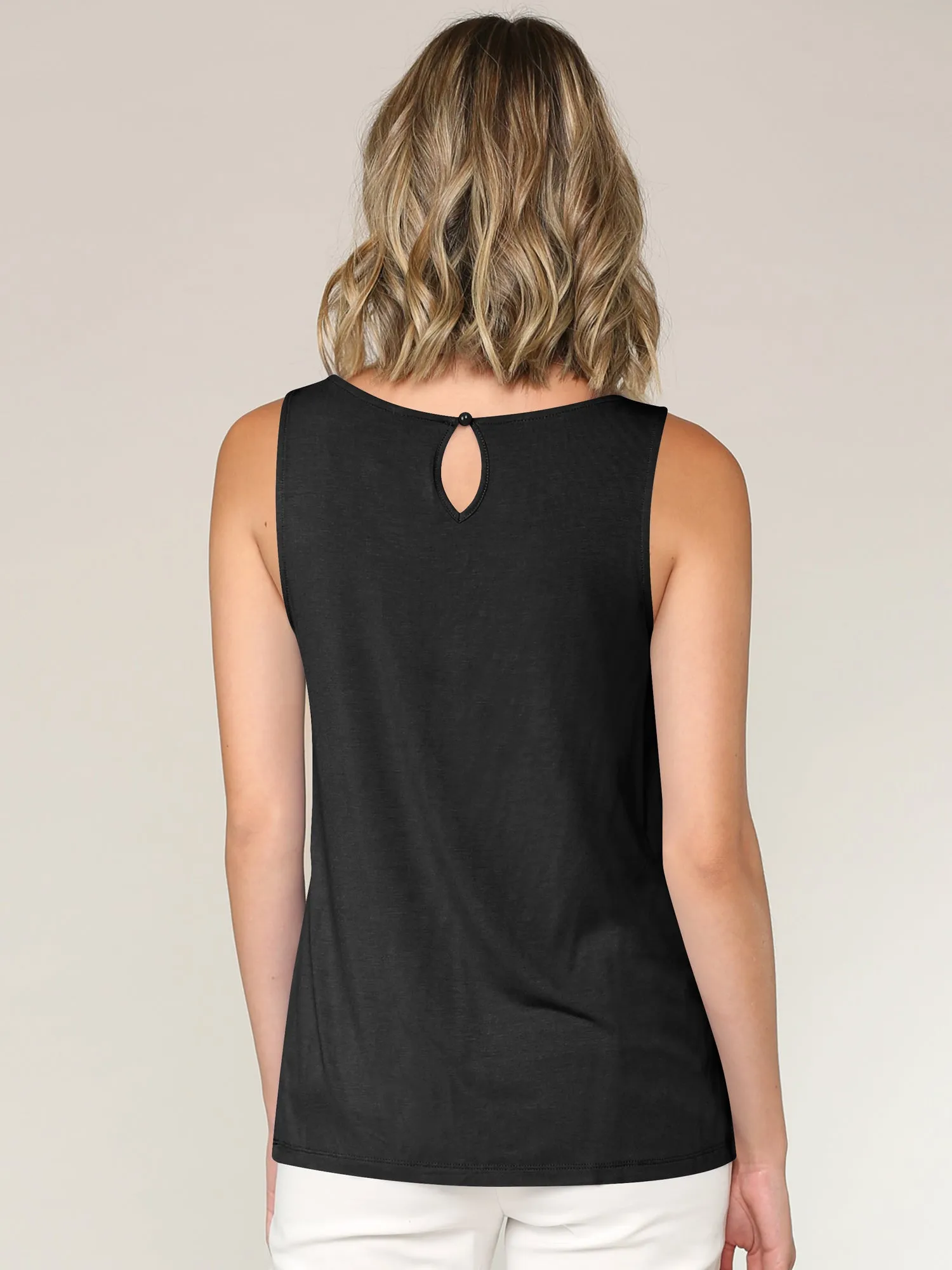 Women's Pleated Front Scoop Neck Shell Tank