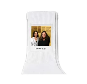 Your Framed Photo and Text Custom Printed on Crew Socks